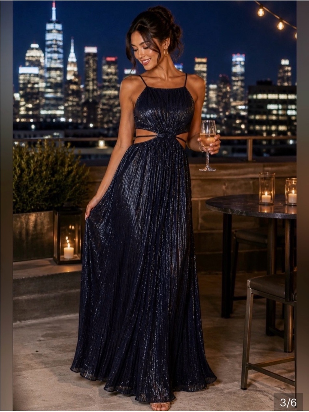 Jonathan Simkhai Daisy Gown Metallic Cutout Pleated Maxi Dress